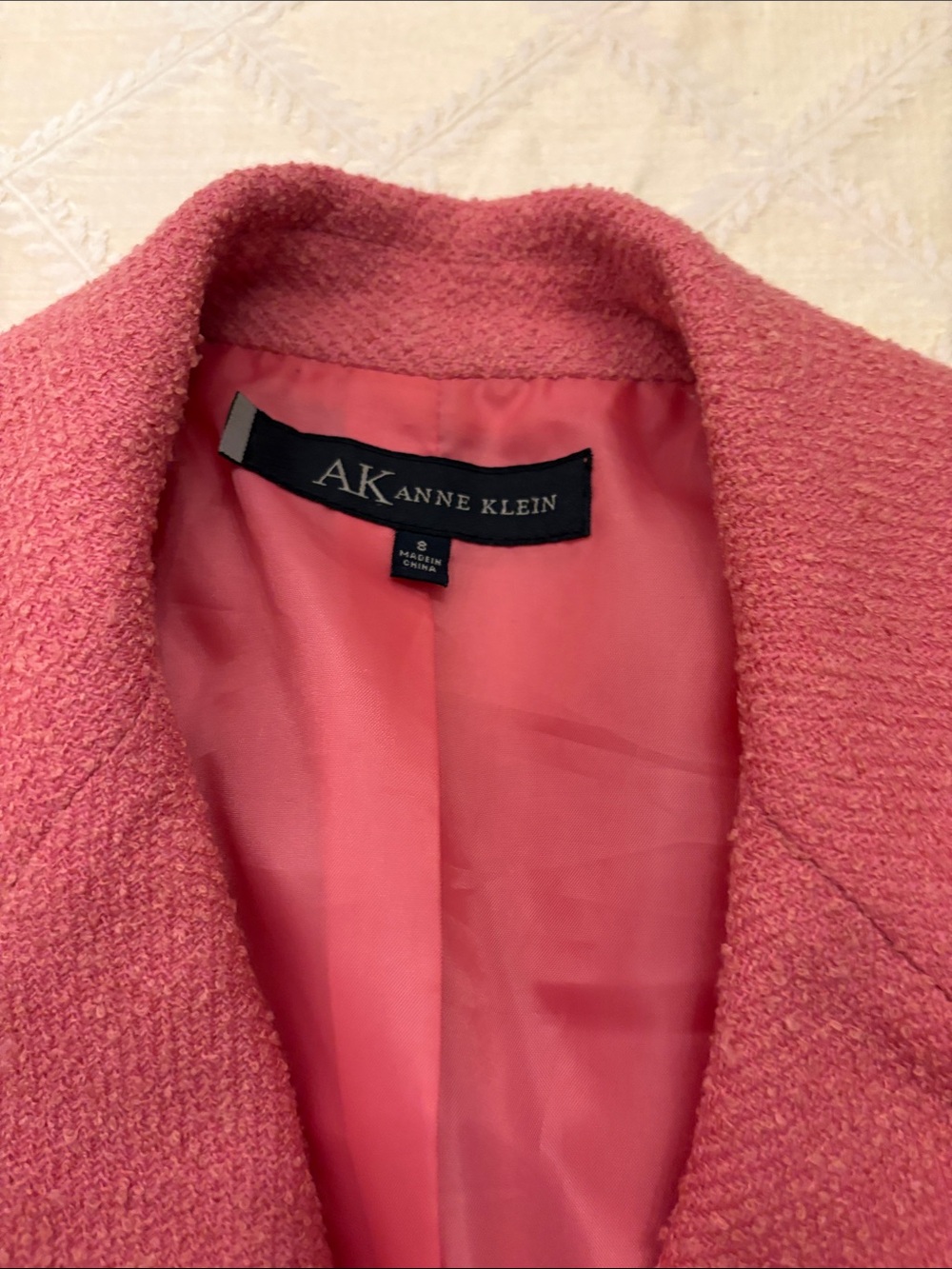 Anne Klein Coral Pink Bouclé Blazer